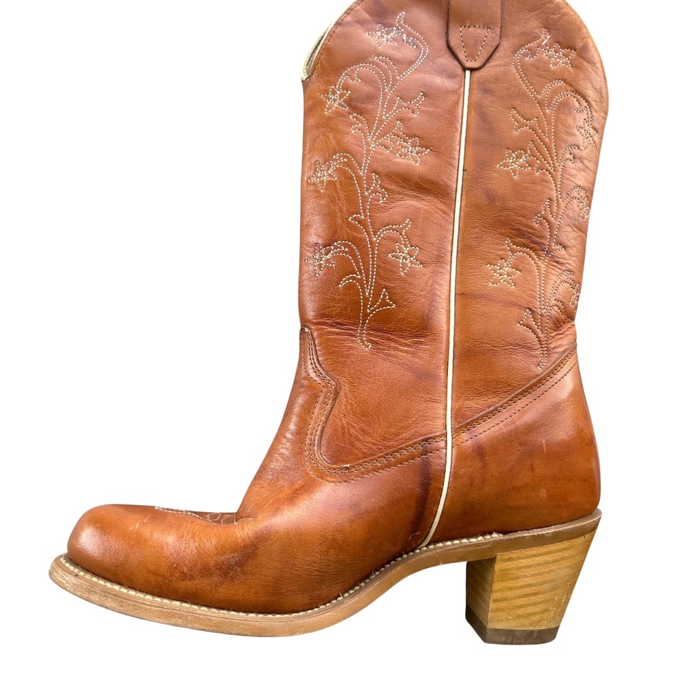 Wolverine Womens Tan Leather Western Heeled Boots - Picture 6 of 11
